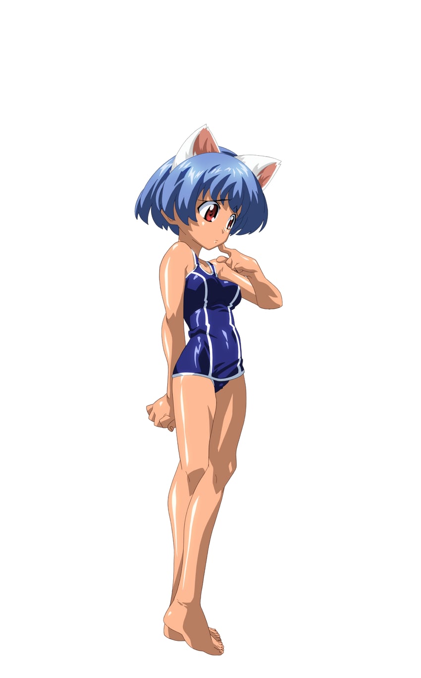 魔法玉、芽衣 (魔法少女☆太郎) 1名女孩 兽耳 赛璐珞上色 赤脚 蓝发