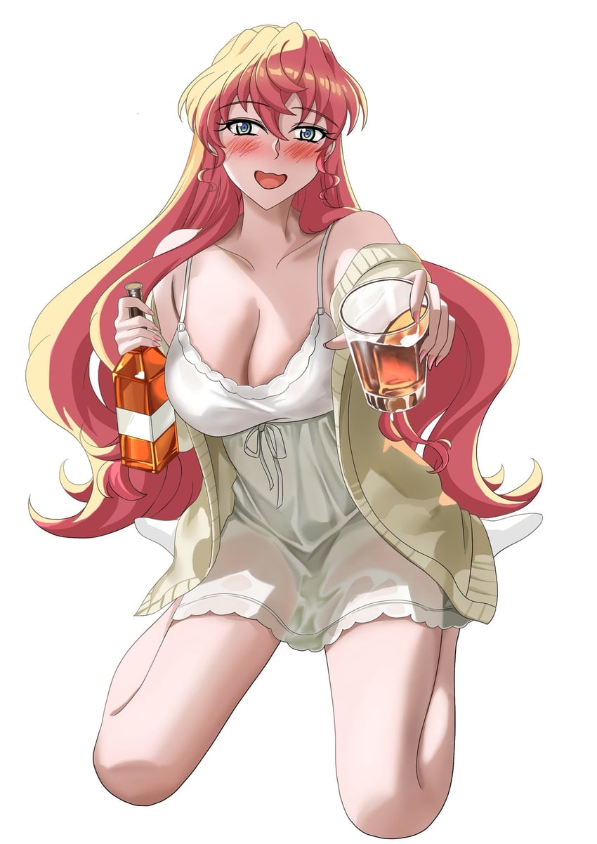 战姬绝唱、玛丽亚·卡登扎夫娜·伊芙 1名女孩 酒 蓝瞳 脸红 瓶子