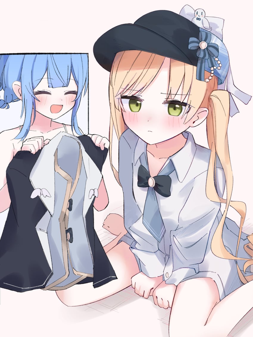 魔法少女的小镇审判、立花雪莉、外能范奈 替换服装 裸腿 露肩 帽子上的鸟饰 黑色夹克