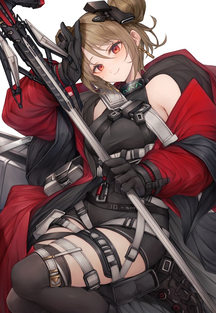 明日方舟、少女前线、安洁莉娜 (明日方舟) 1名女孩 angelina (arknights) (cosplay) 黑领 黑色手套 黑色紧身连体衣