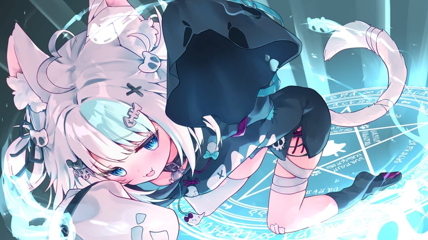 个人势虚拟主播、Nani (VTuber) 1名女孩 猫脸笑 呆毛 兽耳 绷带