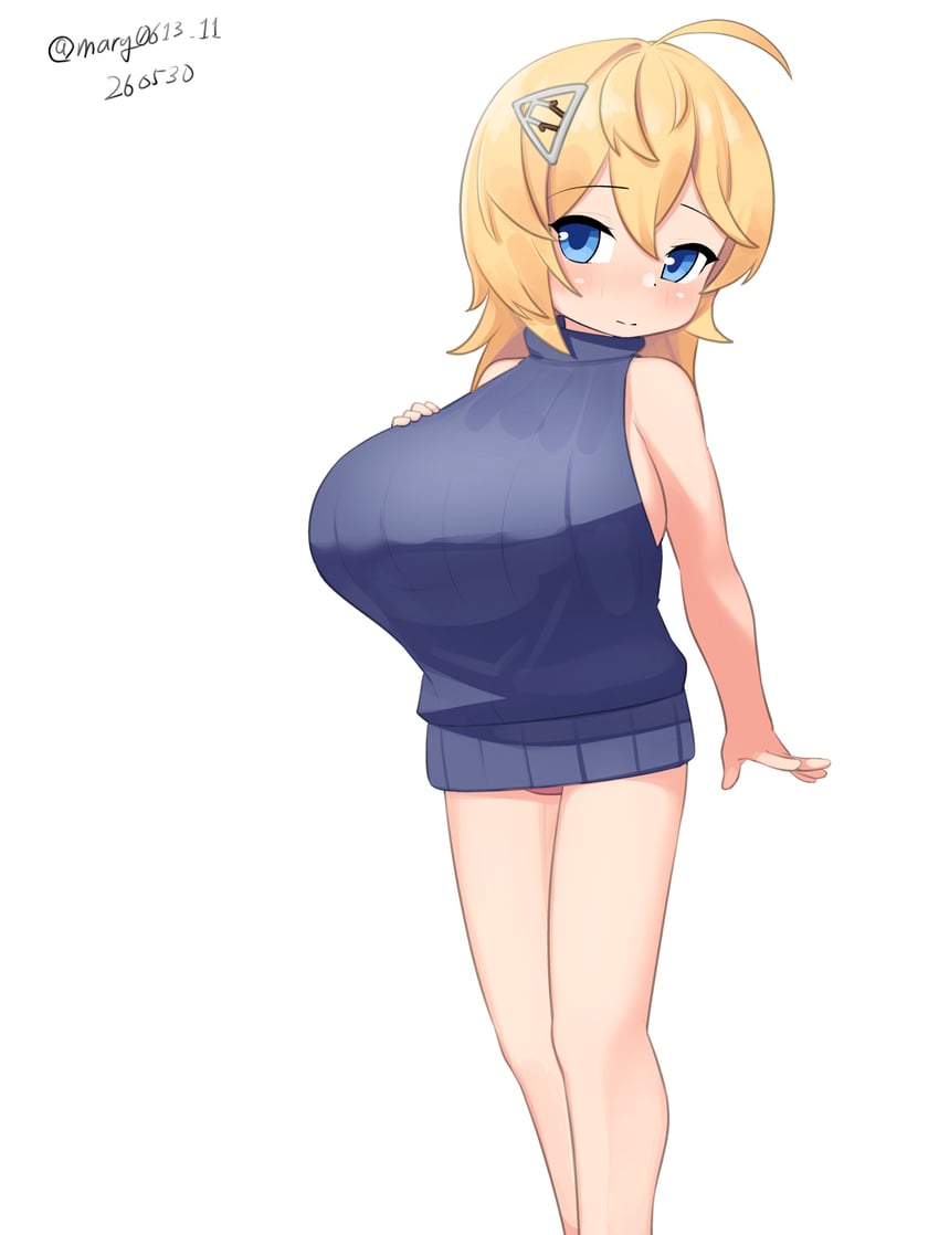 舰队Collection、塔斯卡卢萨 (舰队Collection) 1名女孩 呆毛 金发 蓝眼 乳房