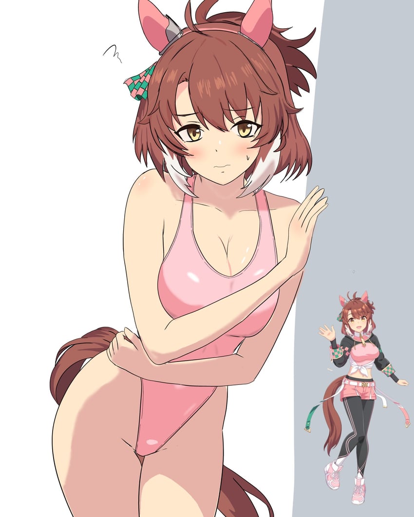 赛马娘、烈焰快驹 (赛马娘) 1名女孩 兽耳 乳房 棕眼睛 棕发