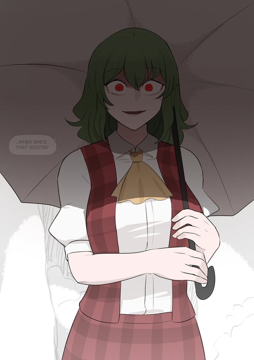 东方Project、风见幽香 1名女孩 阿斯科特领巾 漫画 英文文本 绿发
