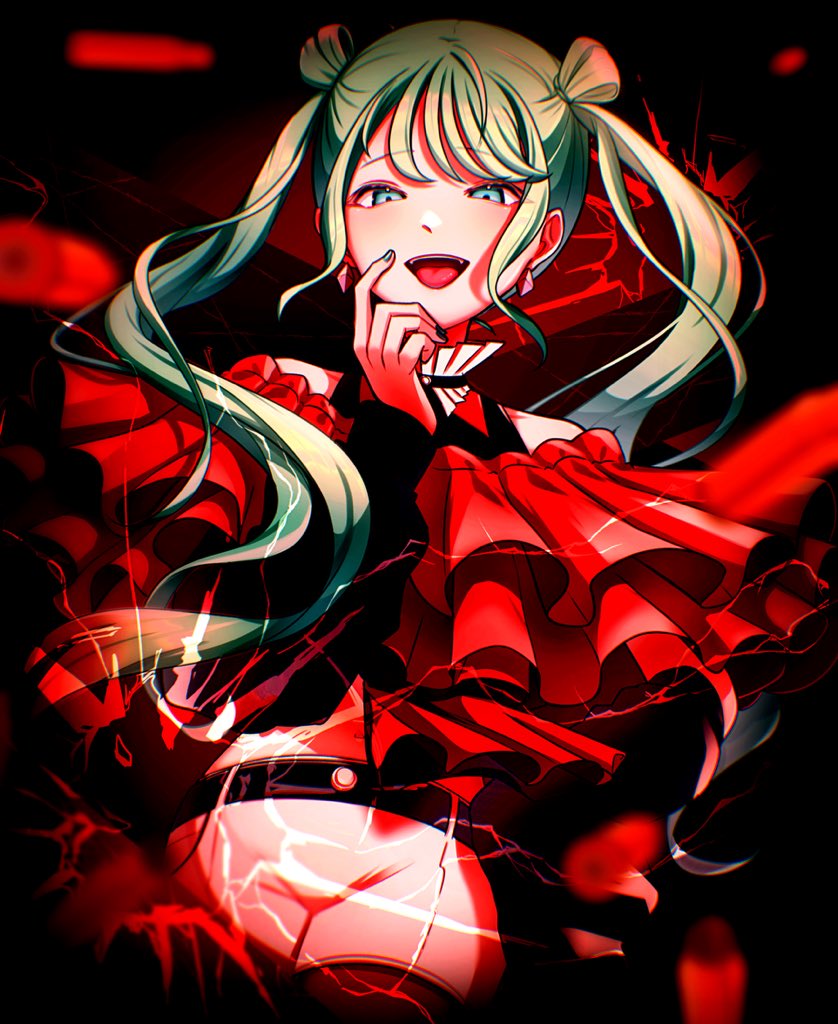 世界计划、violence trigger (vocaloid)、VOCALOID 1名女孩 :D 黑色背景 子弹 裂纹