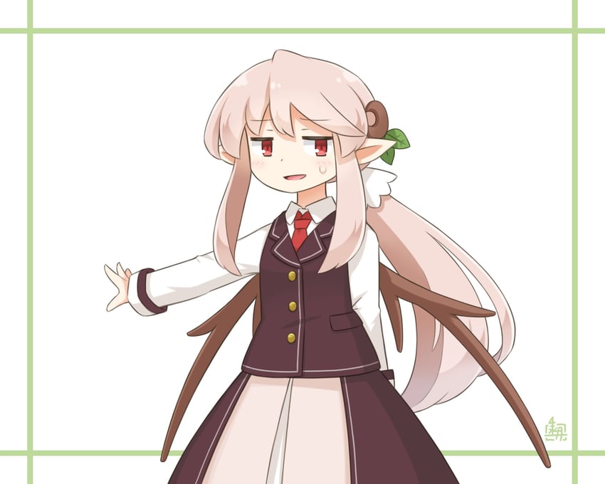 原创、艾丝塔尼亚 1名女孩 作者标志 棕色裙子 棕色背心 棕色翅膀