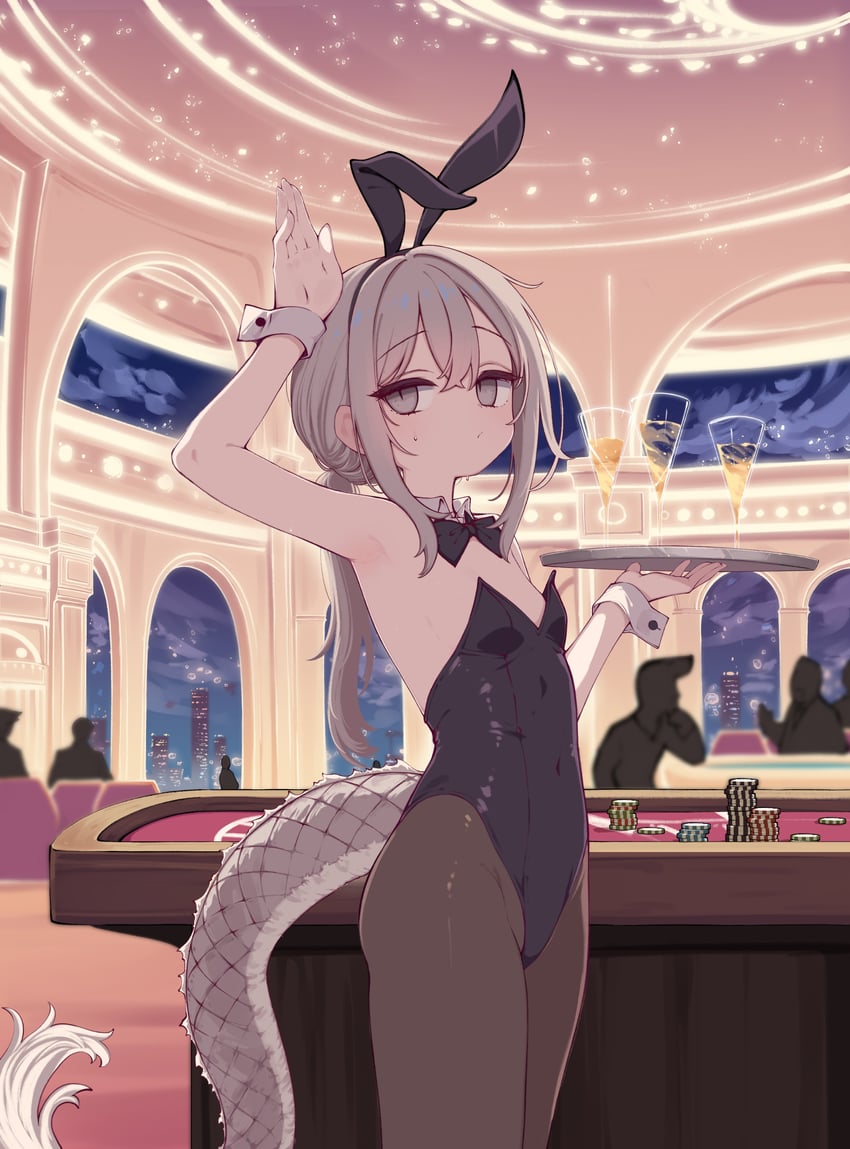 原创 1名女孩 兽耳 举手 腋下 露肩