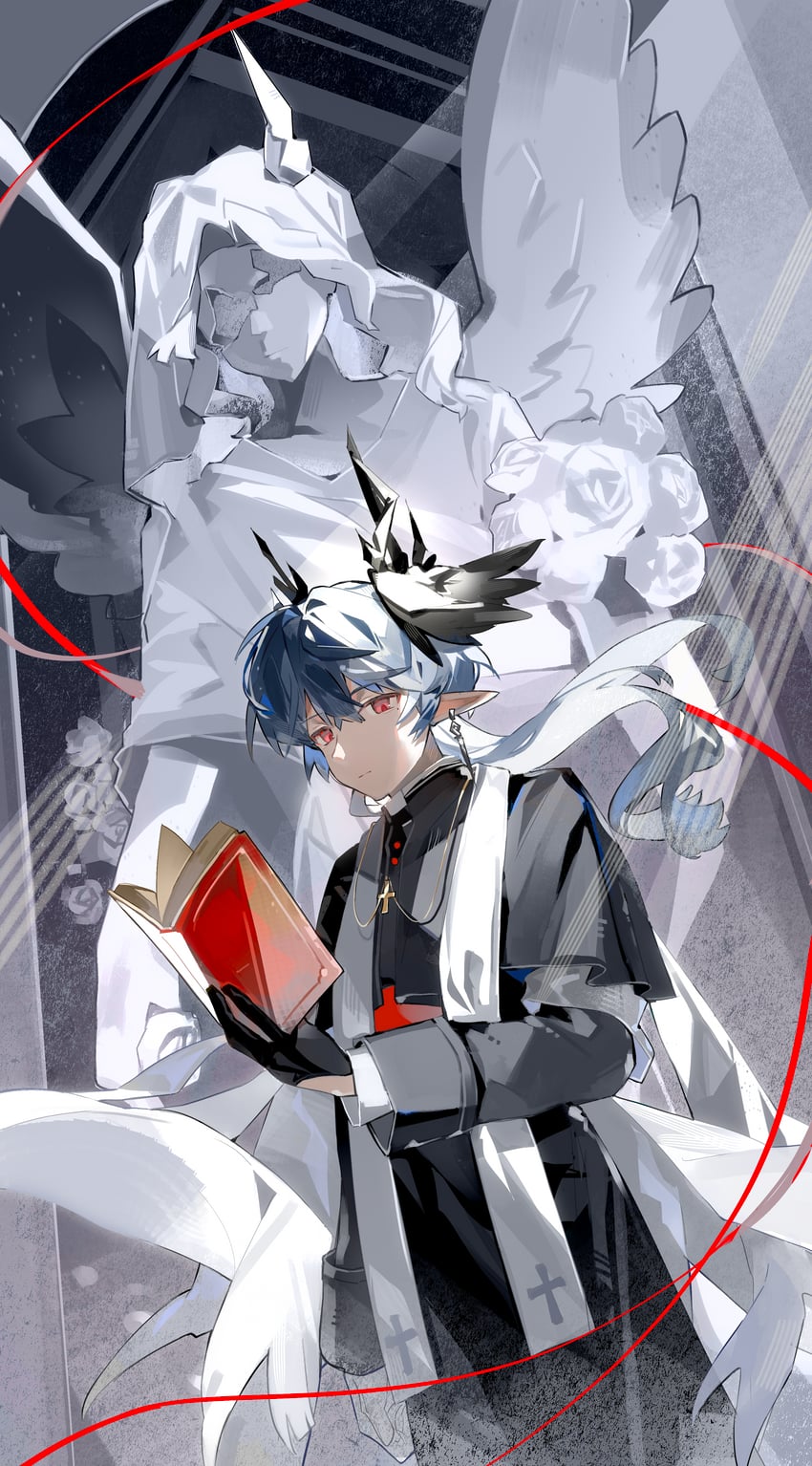 明日方舟、罗格斯 (明日方舟) 1名男孩 幼化 替换服装 黑色背景 黑色手套