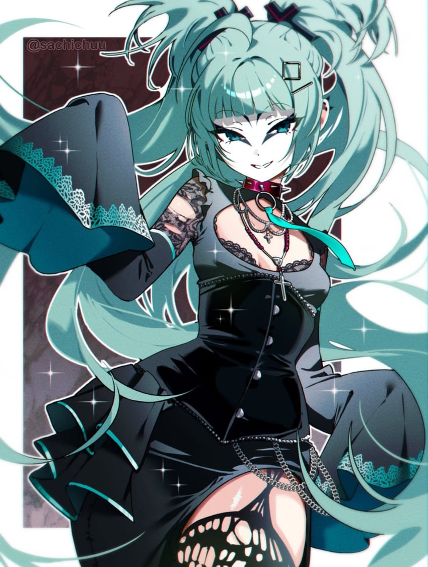 VOCALOID、初音未来 1名女孩 呆毛 替换服装 不同发型 水色瞳
