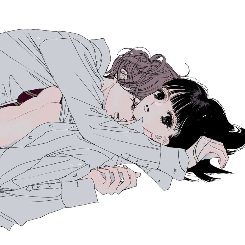 你和我 (漫画) 2名女孩 黑瞳 黑发 乳房 棕发