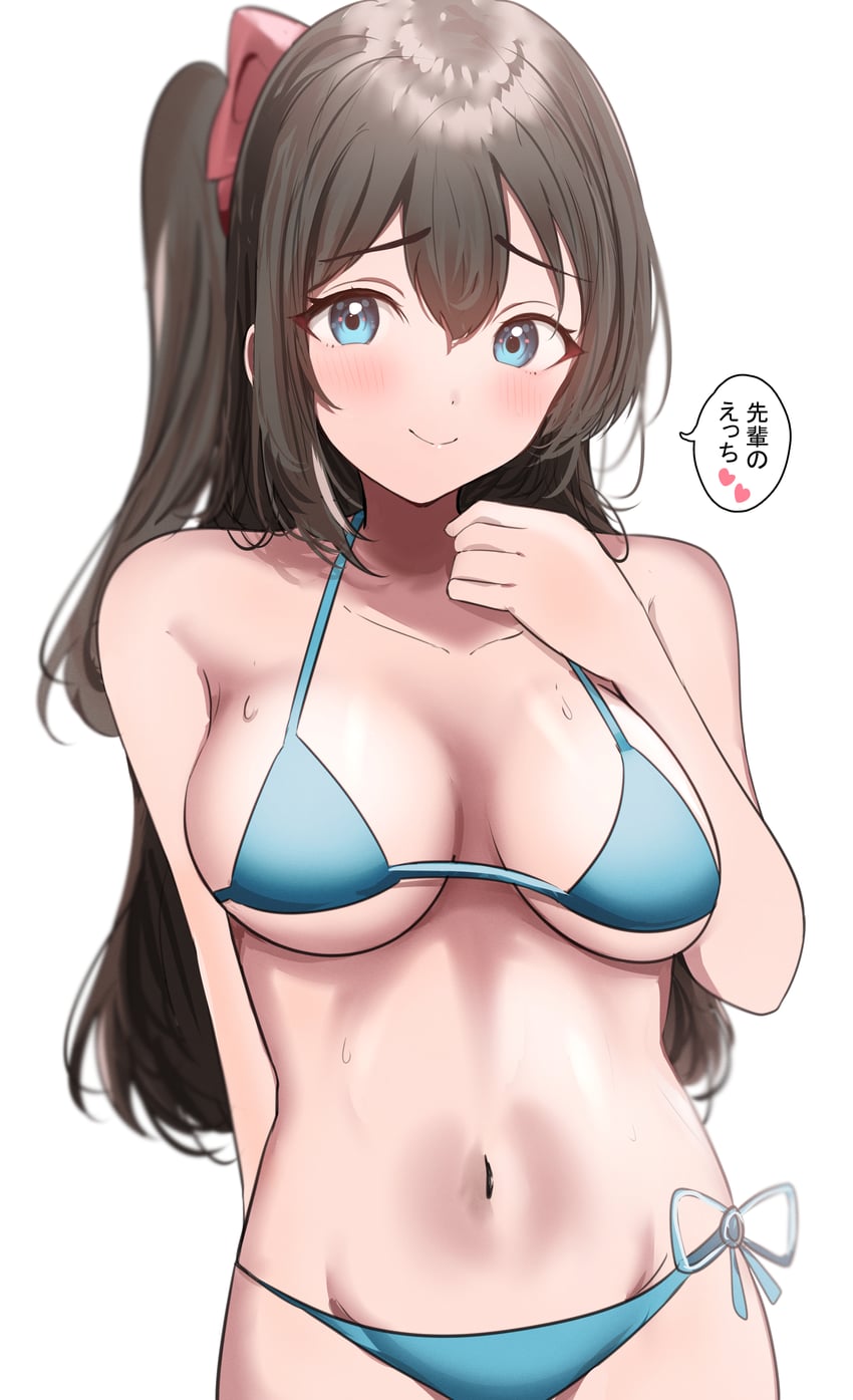 Love Live!、Love Live! 虹咲学园学园偶像同好会、樱坂雫 1名女孩 水色瞳 比基尼 蓝色比基尼 脸红