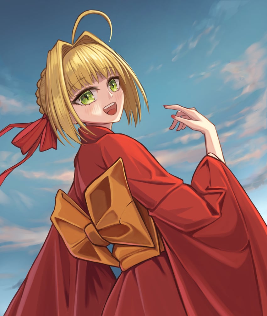 Fate/Grand Order、Fate系列、尼禄·克劳狄乌斯 (Fate) 1名女孩 呆毛 金发 辫子 绿眼