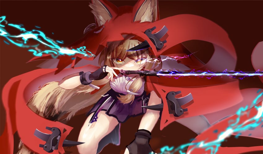 明日方舟、明日方舟：终末地、罗斯 (明日方舟) 1名女孩 兽耳毛 兽耳 黑色手套 金发