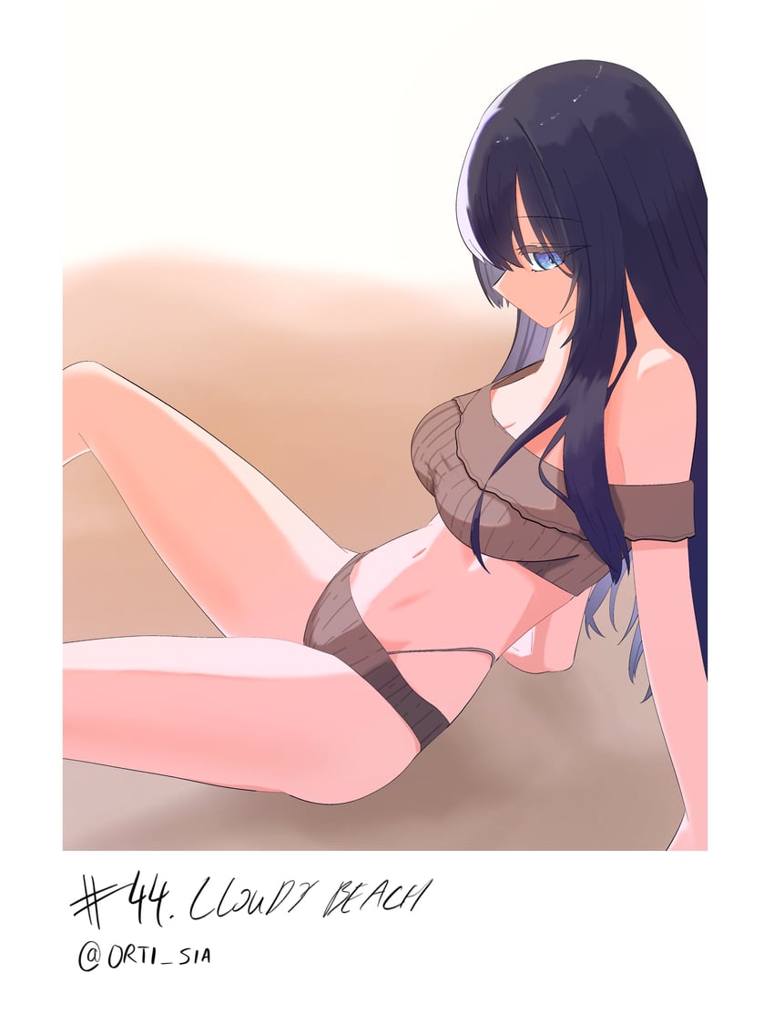 脂肪游戏吃米饭。、airi (shibou yuugi) 1名女孩 露肩 比基尼 蓝眼 蓝发