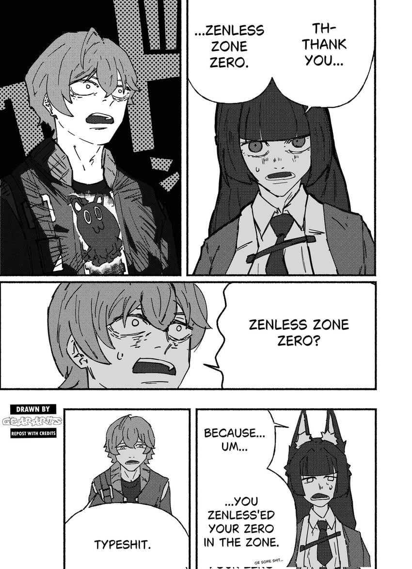 电锯人、绝区零、星见雅 1名男孩 1名女孩 五格漫画 兽耳毛 兽耳