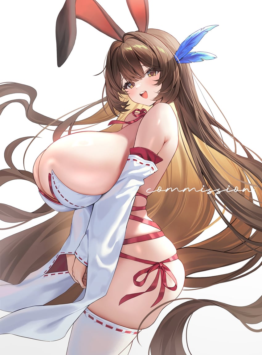 原创 1名女孩 兽耳 脸红 乳房 棕眼睛