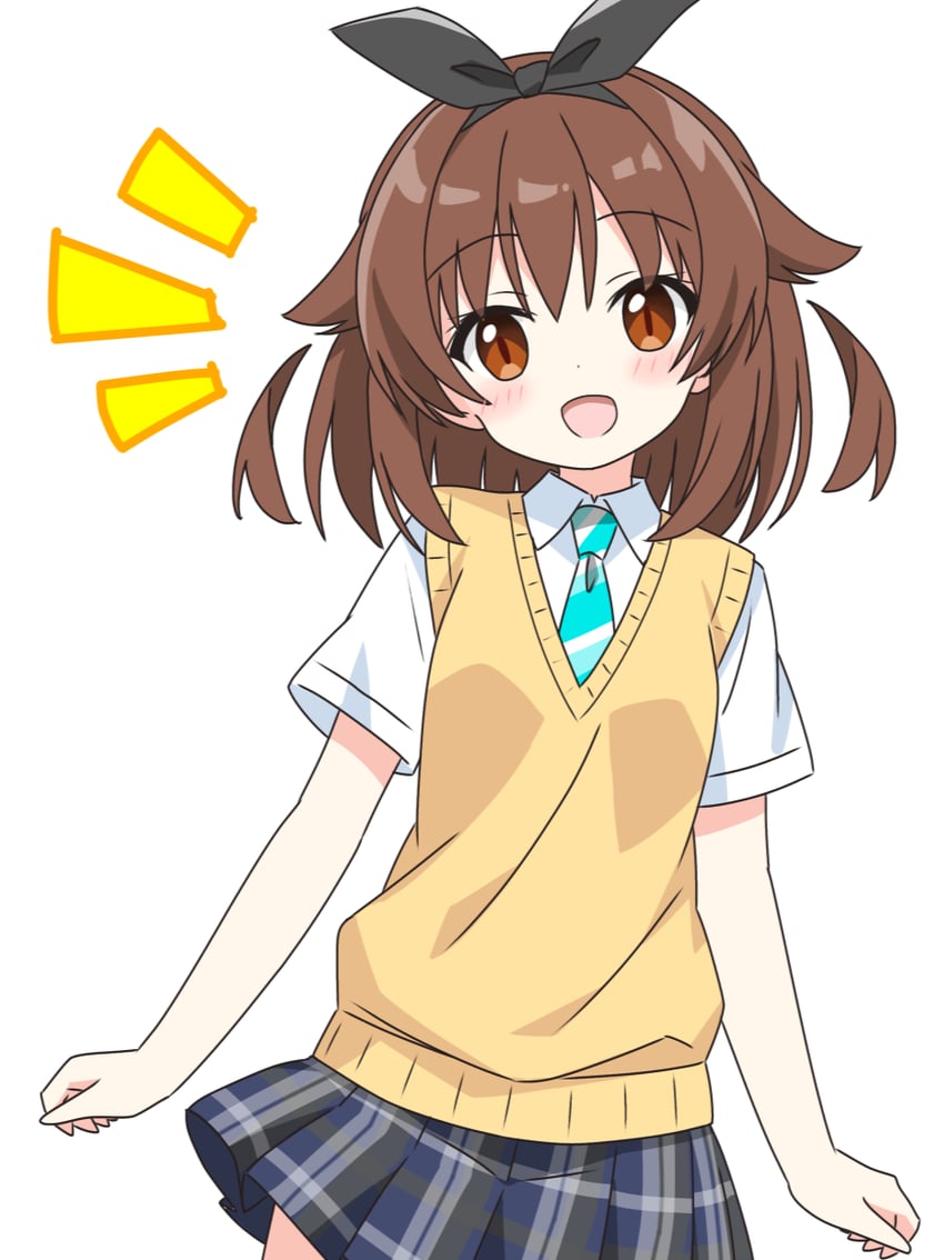 原创、tsumugi (kotatsu-mazoku) 1名女孩 :D 水蓝色领带 手放在身体两侧 黑色发带