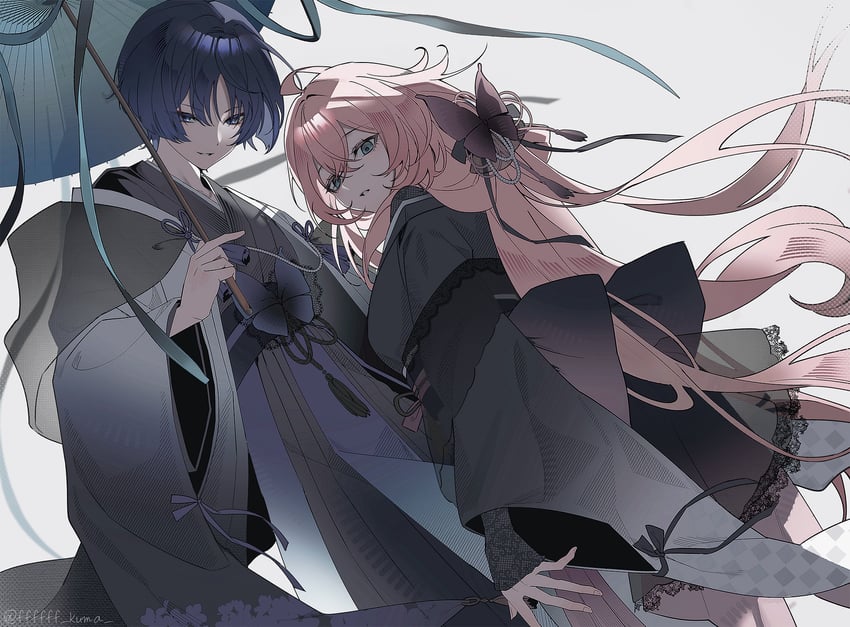 原神、原创、散兵 (原神) 1名男孩 1名女孩 呆毛 替换服装 手臂放在侧边