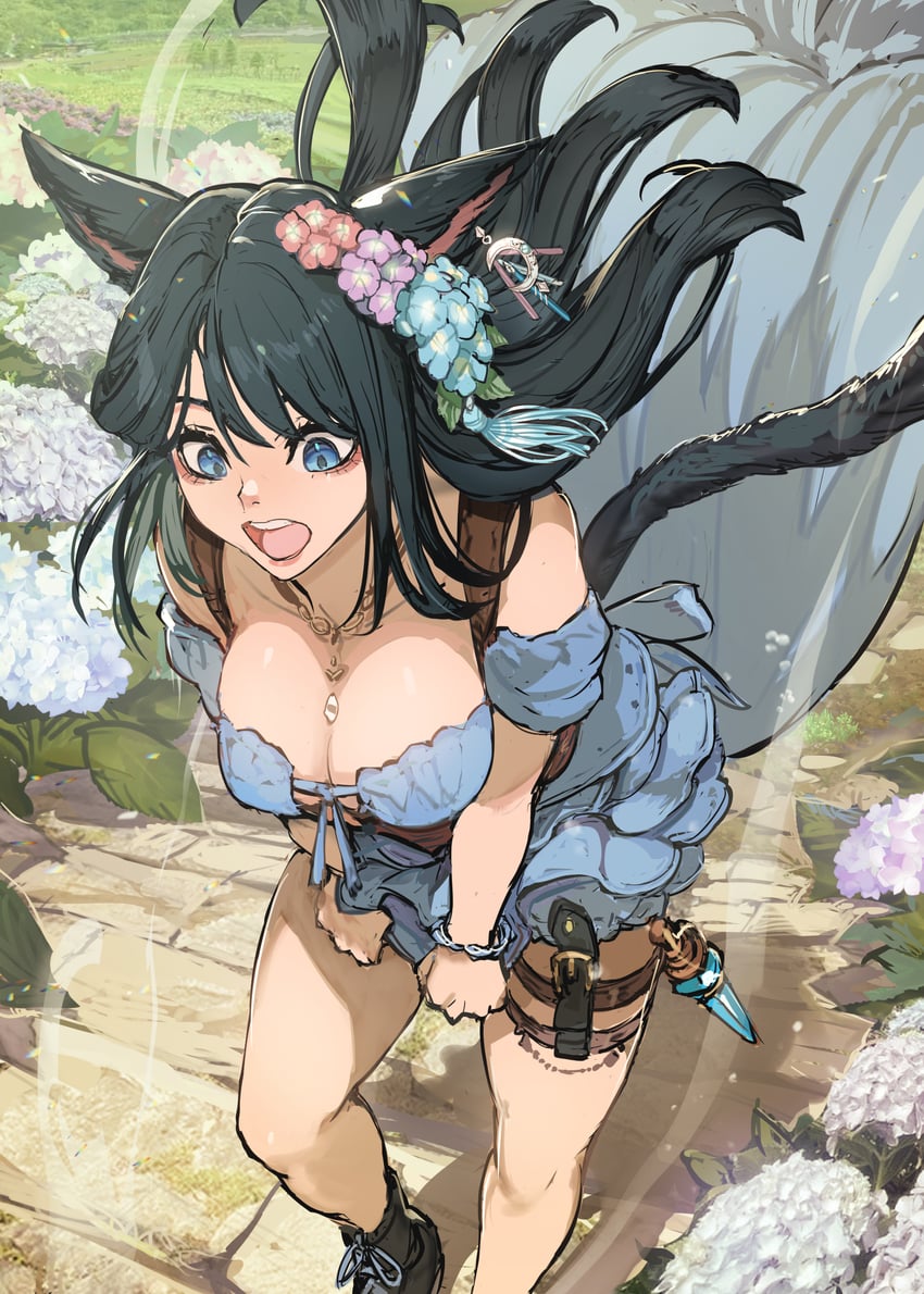 最终幻想、最终幻想14、光之战士 (FF14) 1名女孩 兽耳 腰带 黑色靴子 黑发