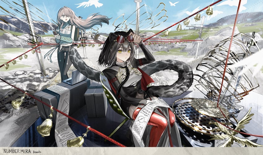 原创 2名女孩 兽耳 包 铃铛 黑发