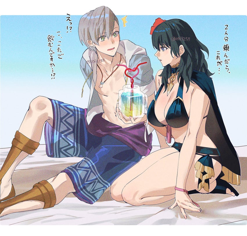 火焰纹章、火焰之纹章：风花雪月、火焰之纹章：英雄 1名男孩 1名女孩 比基尼 黑色比基尼 蓝眼