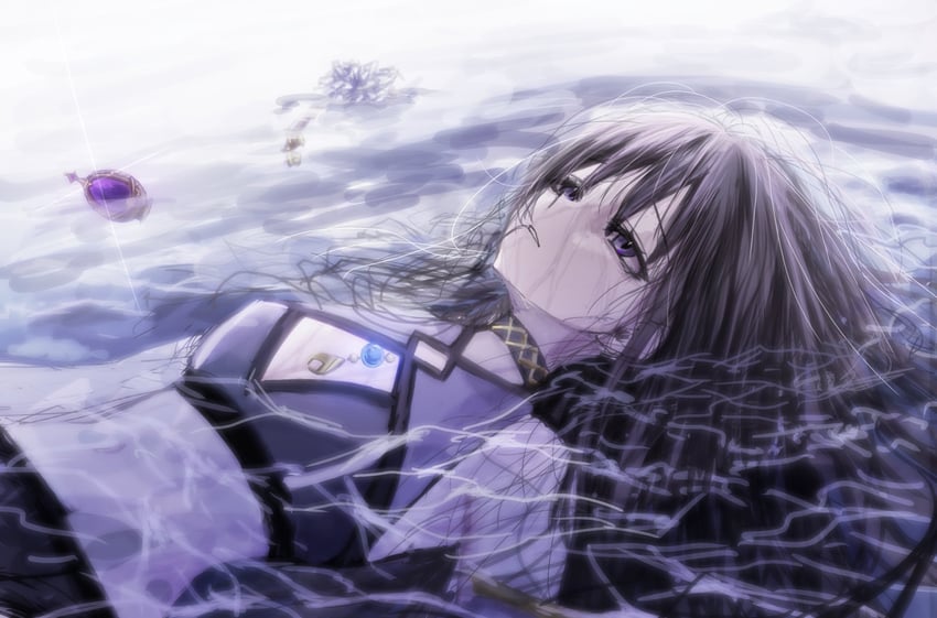 魔法少女小圆、魔法少女小圆 Magia Exedra、晓美焰 漂浮 露肩 黑发 项圈 服装镂空