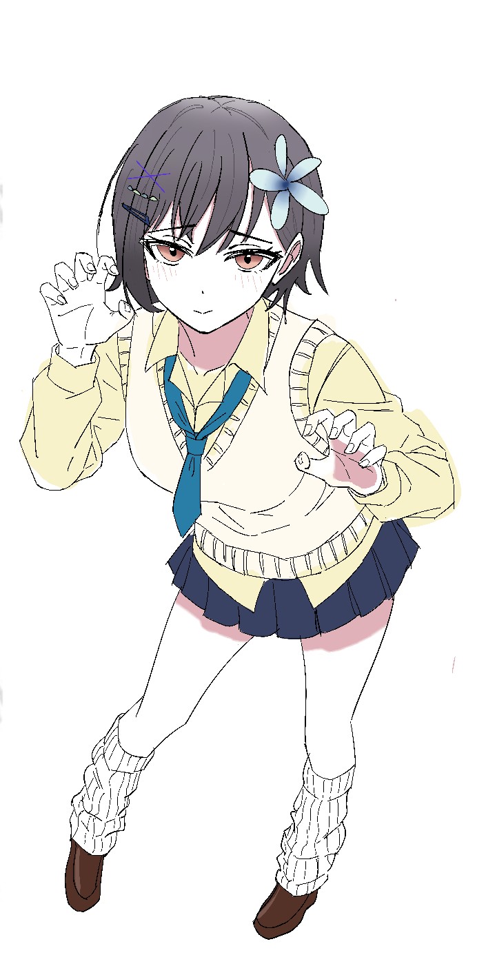 BanG Dream!、Bang Dream! It's MyGO!!!!!、高松灯 1名女孩 蓝色领带 蓝裙子 棕眼睛 棕色鞋子