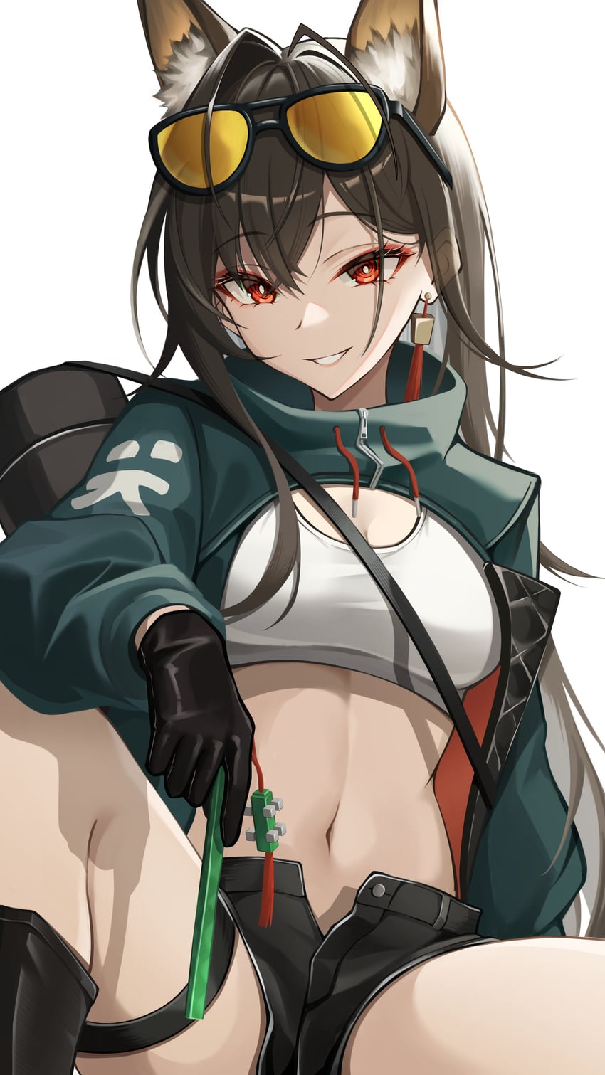 明日方舟、明日方舟：终末地、lady boss (arknights) 1名女孩 兽耳毛 兽耳 黑色靴子 黑色手套
