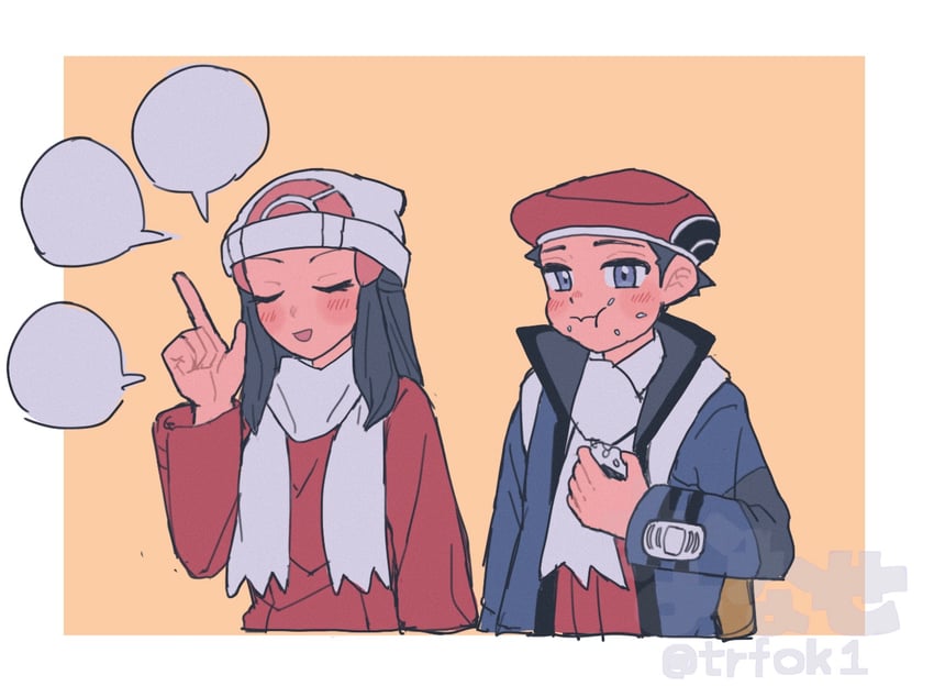 宝可梦、宝可梦 钻石/珍珠/白金、宝可梦白金 1名男孩 1名女孩 背包 包 针织帽