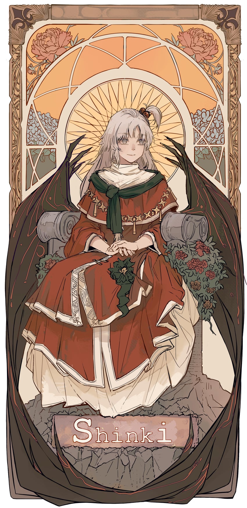 东方Project、东方Project (PC-98)、神绮 1名女孩 黑色翅膀 小披肩 角色名称 闭嘴