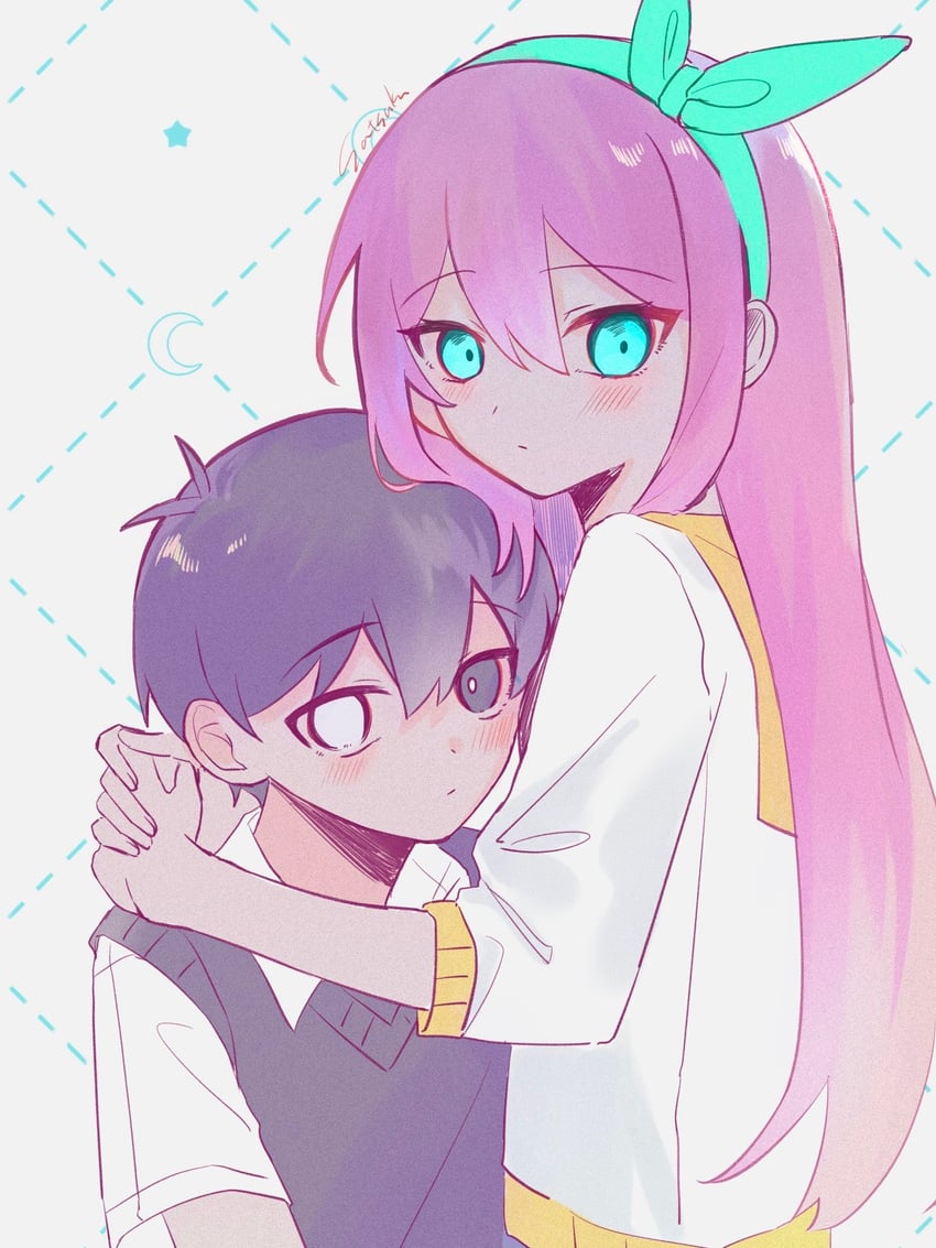 OMORI、阿比 (OMORI)、Aubrey (OMORI) 1名男孩 1名女孩 呆毛 黑瞳 黑色毛衣背心