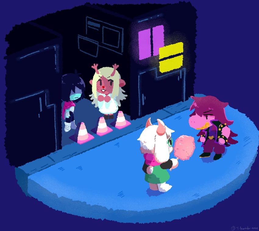 三角符文、Undertale/Deltarune、Kris (黑暗世界) (Deltarune) 1名男孩 1个其他角色 2名女孩 中性 兽耳