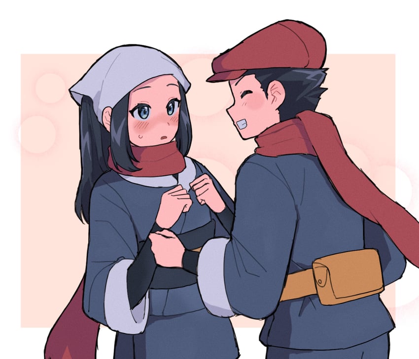 宝可梦、宝可梦传说：阿尔宙斯、小照 (宝可梦) 1名男孩 1名女孩 包 黑发 黑饰带