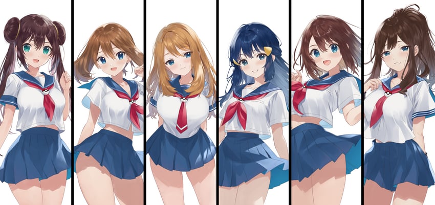 宝可梦、宝可梦 黑2/白2、宝可梦 黑/白 6个以上女孩 :D 替换服装 蓝眼 蓝色水手领
