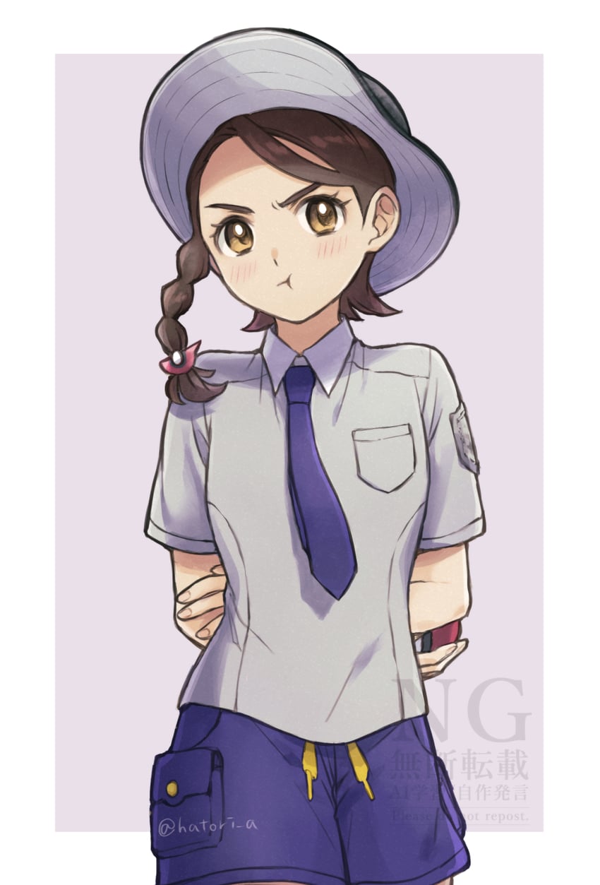 宝可梦、宝可梦 朱/紫、小春 (宝可梦) 1名女孩 :t 双手背在身后 边框 胸袋