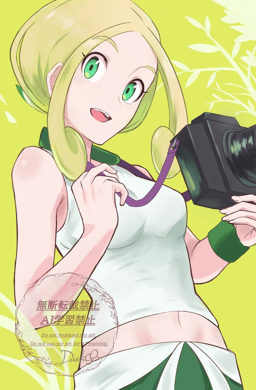 宝可梦、宝可梦 X/Y、紫罗兰 (宝可梦) 1名女孩 :D 金发 照相机 绿眼