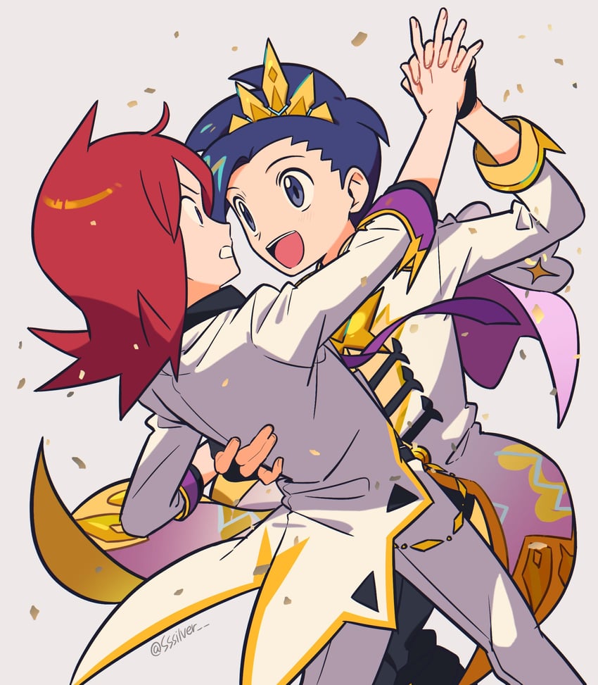 宝可梦、宝可梦大师 EX、ethan (champion) (pokemon) 2个男孩 :D 黑色手套 黑发 黑裤子