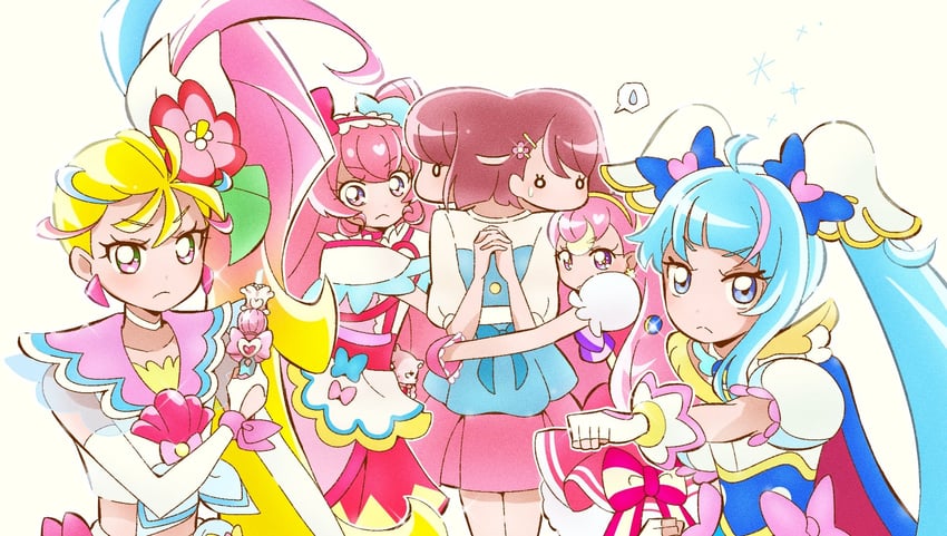 美味派对♡光之美少女、Healin' Good ♡ 光之美少女、开阔天空！光之美少女 1名女孩 5名女孩 残像 蓝眼 蓝发