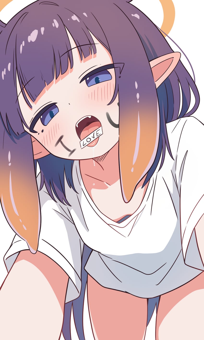 Hololive、Hololive英语、一伊那尔栖 1名女孩 替换服装 蓝眼 齐刘海 脸红