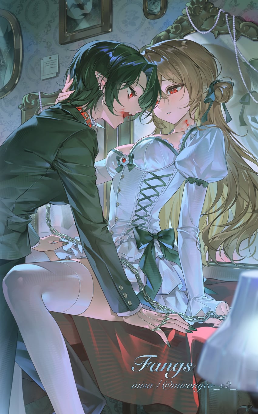 原创 1名男孩 1名女孩 咬痕 黑发 黑色指甲