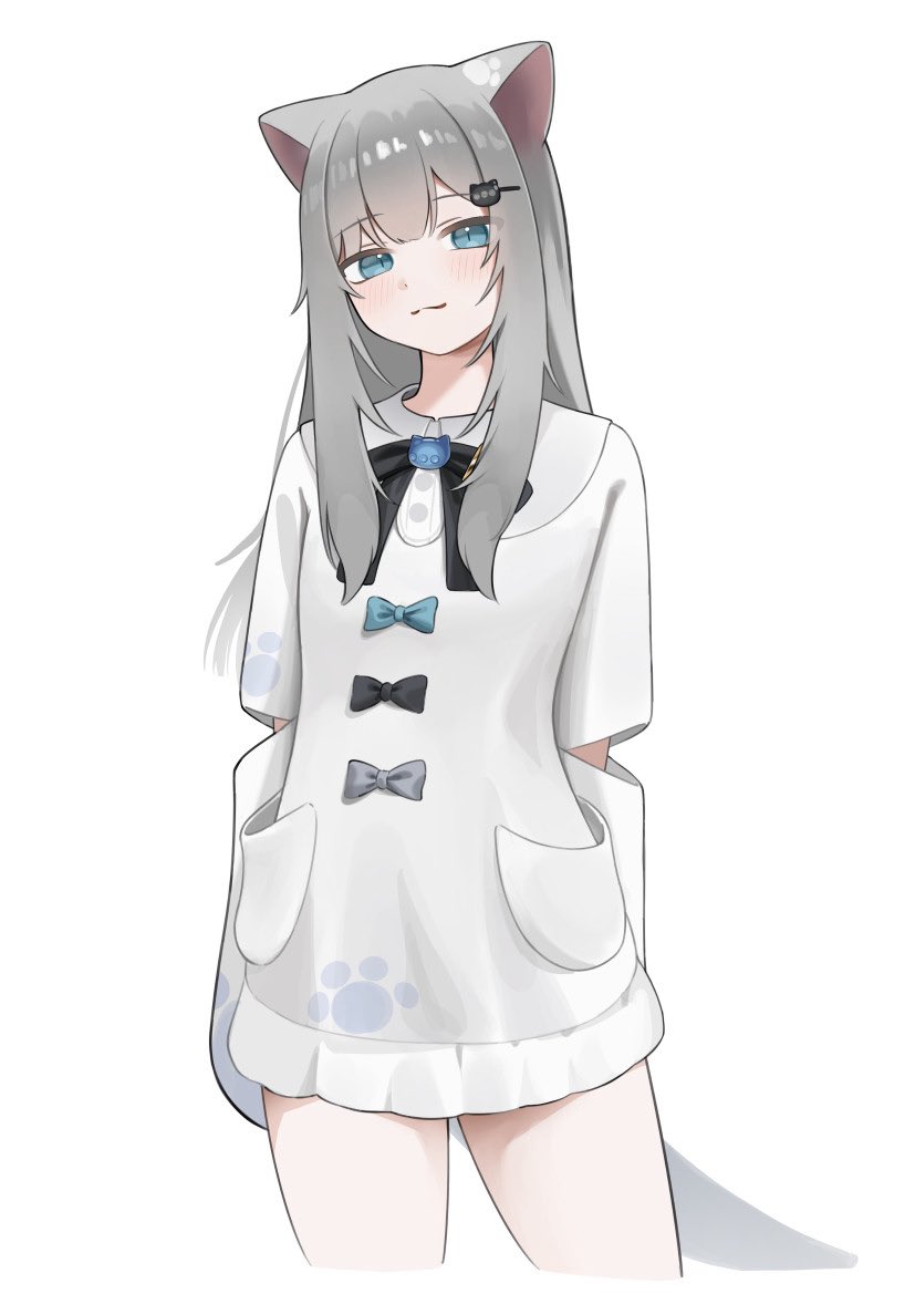 个人势虚拟主播、Nachoneko 1名女孩 兽耳 蓝眼 脸红 猫耳