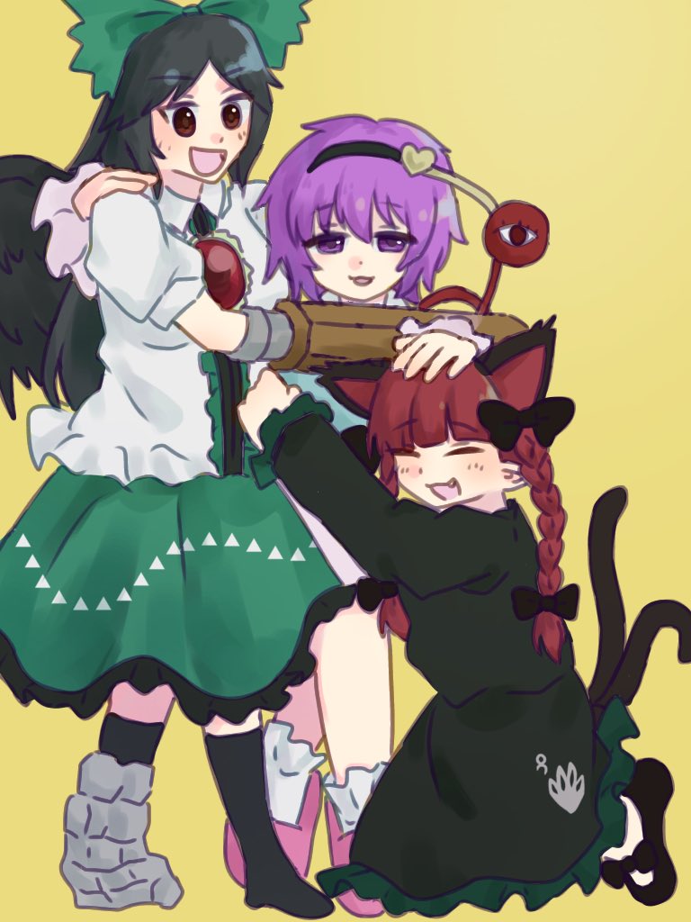 东方Project、火焰猫燐、古明地觉 3人女子 :D 兽耳 手臂炮 不对称鞋履