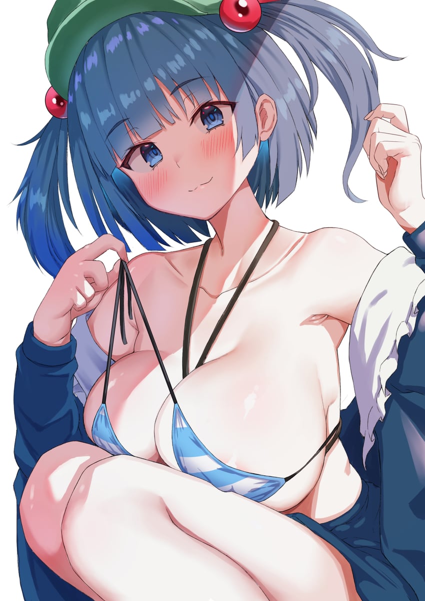 东方Project、河城荷取 1名女孩 比基尼 蓝色比基尼 蓝眼 蓝发