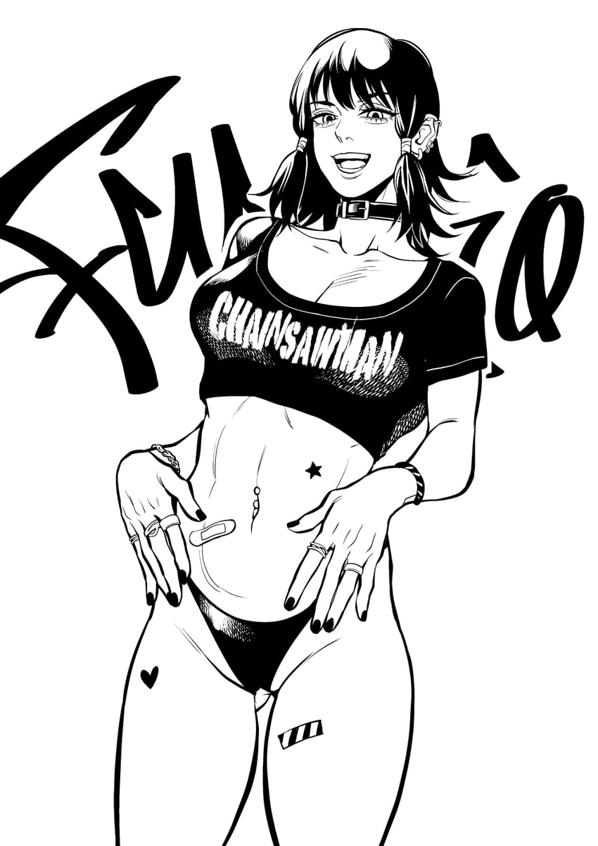 电锯人、三船文子 1名女孩 皮带项圈 手链 乳房 项圈