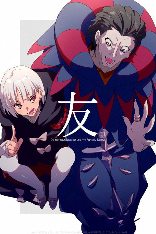 Fate/Grand Order、Fate系列、弗朗索瓦·普瑞拉蒂（Fate） 2个男孩 黑斗篷 黑瞳 黑发 黑色马甲