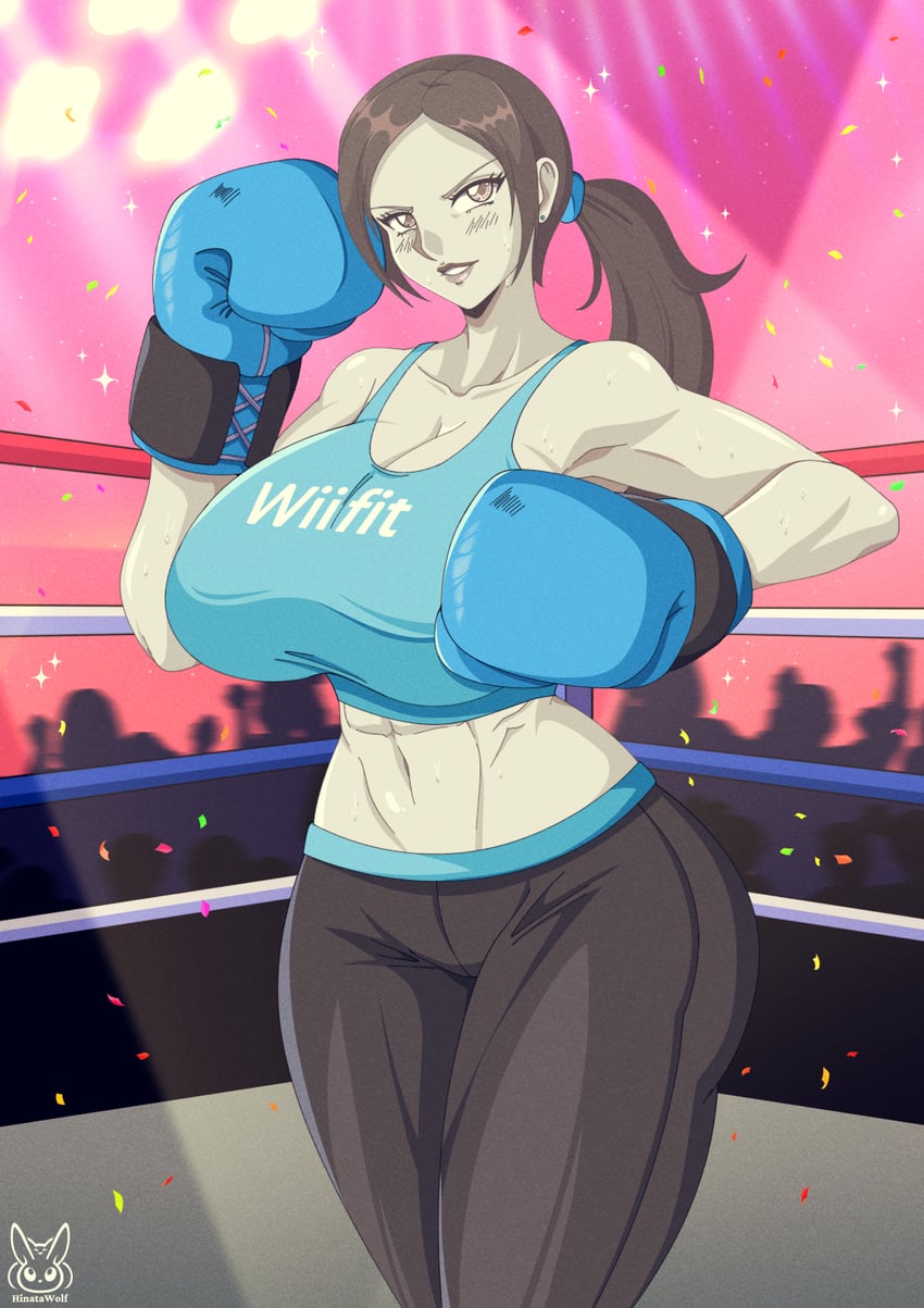 Wii Fit、Wii Fit 教练 (女) 1名女孩 腹肌 作者名 露肩 黑裤子