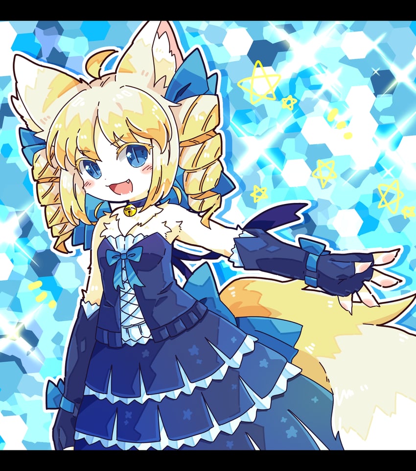 原创 1名女孩 兽耳毛 兽耳 手臂放在侧边 后背蝴蝶结
