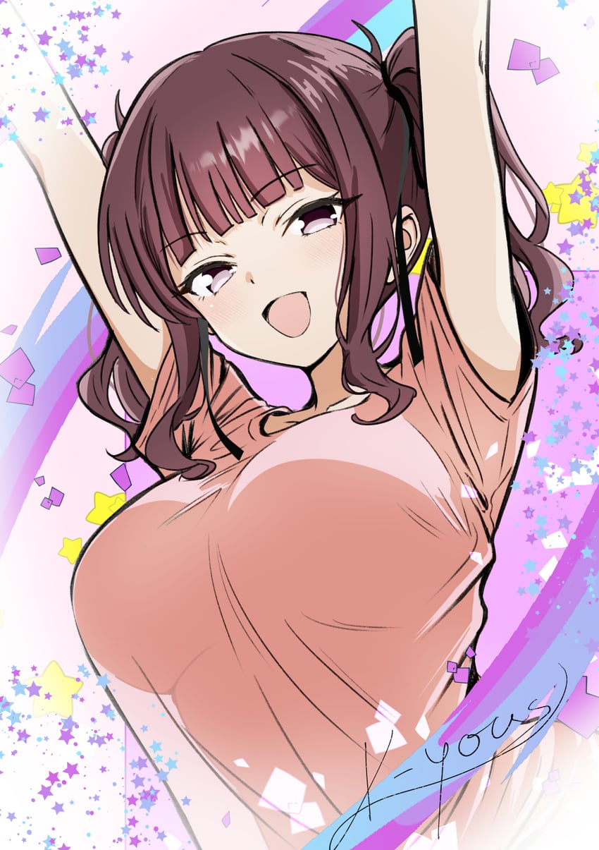 Synthesizer V、夏木加凛 1名女孩 :D 举起双手 作者名 脸红