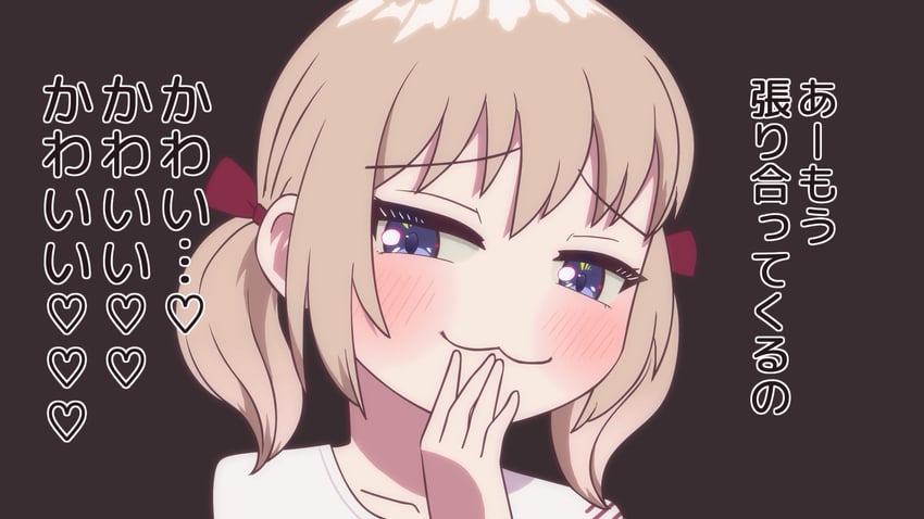原创 1名女孩 猫脸笑 黑色背景 金发 蓝眼