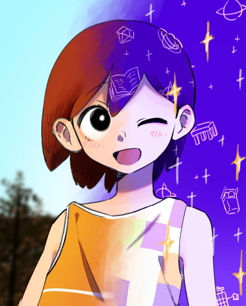 OMORI、Kel (Omori)、Kel (精神世界) (OMORI) 1名男孩 黑瞳 脸红 亮瞳 棕发